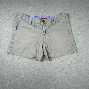 Merona Women Gray Cotton Chino Shorts Size 6 Casual Summer Mid Rise